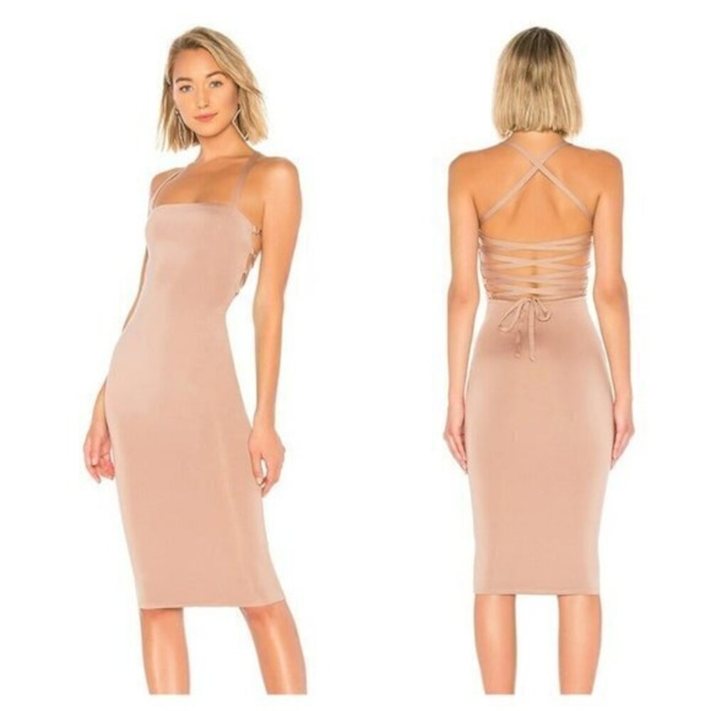 Superdown Yvonne Laced Back Midi Dress - Taupe